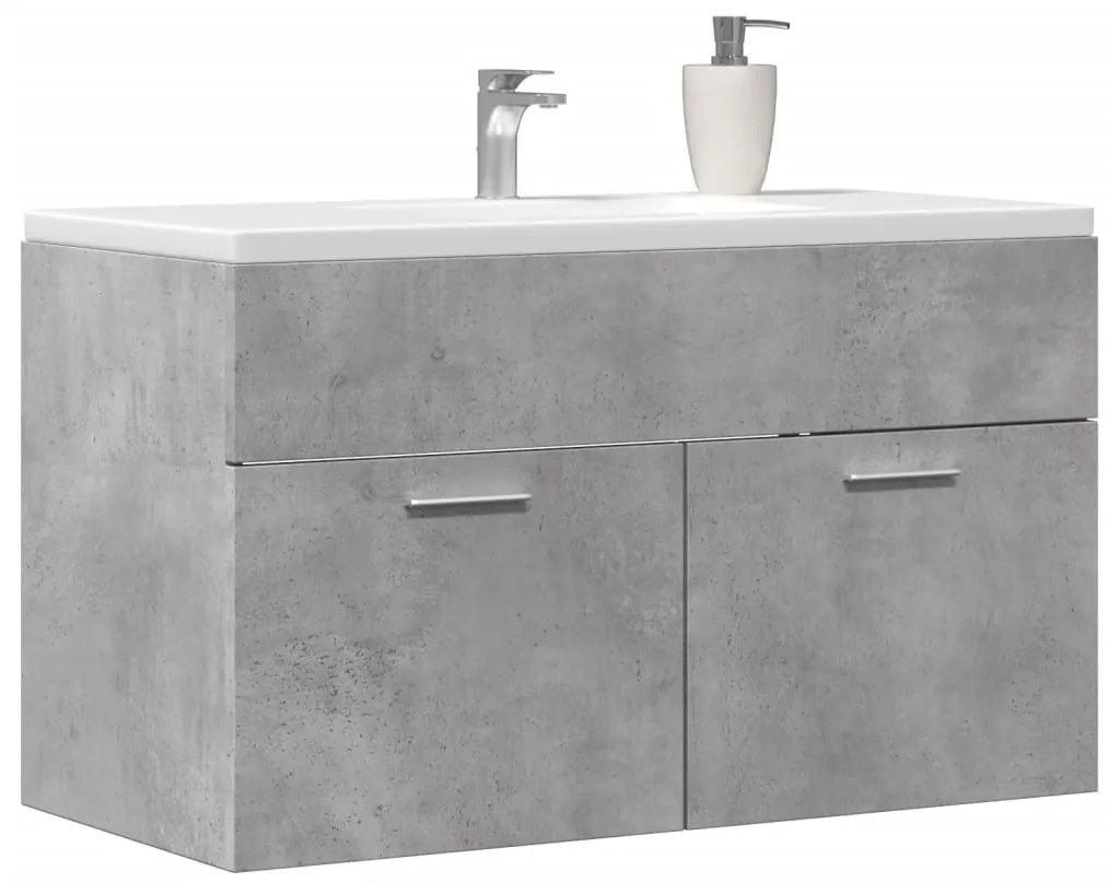 vidaXL Ντουλάπι Νιπτήρα Γκρι Σκυροδέματος 80x38,5x46 εκ. Επεξ. Ξύλο
