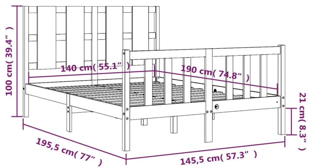 ΠΛΑΙΣΙΟ ΚΡΕΒΑΤΙΟΥ ΜΕ ΚΕΦΑΛΑΡΙ ΜΑΥΡΟ 140X190 ΕΚ. ΜΑΣΙΦ ΞΥΛΟ 3192215