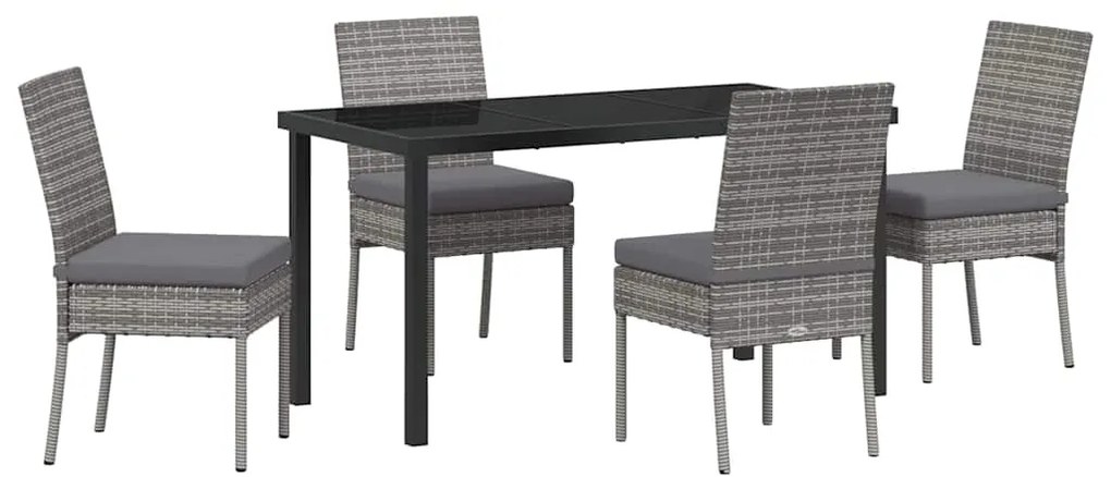 vidaXL Σέτ φαγητού για κήπο 5 pcs Γκρι Χάλυβας με επίστρωση πούδρας