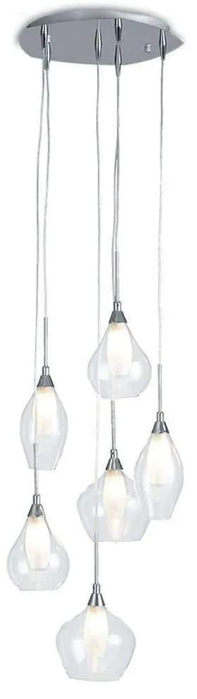 Φωτιστικό Οροφής Skyline I-SKYLINE/S6 6xG9 Led Φ35cm 120cm Clear Luce Ambiente Design Glass