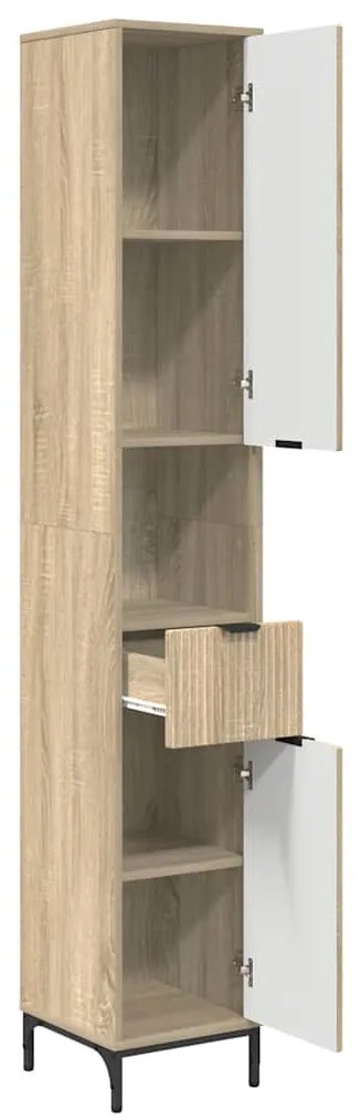 vidaXL Ψηλό ντουλάπι μπάνιου με πόρτα Sonoma Δρυς 31.5 x 33 x 190 εκ.
