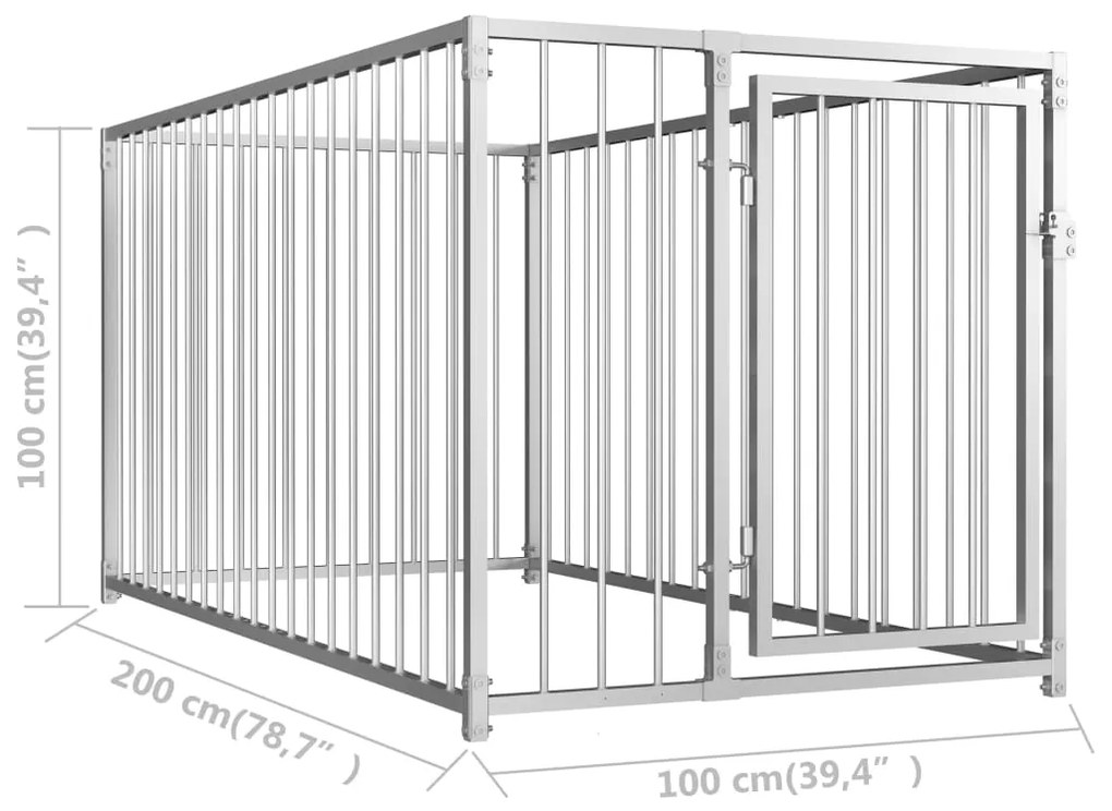 vidaXL Κλουβί Σκύλου Εξωτερικού Χώρου 100 x 200 x 100 εκ.