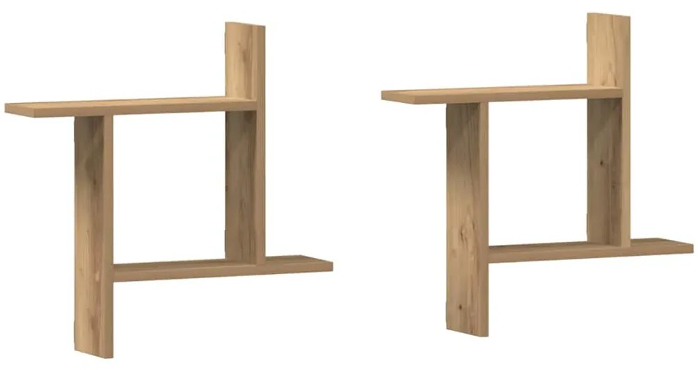 vidaXL Ραφιέρες Τοίχου 2 τεμ. Αρτισιανή Δρυς 50x12x50 εκ. Επεξ. Ξύλο
