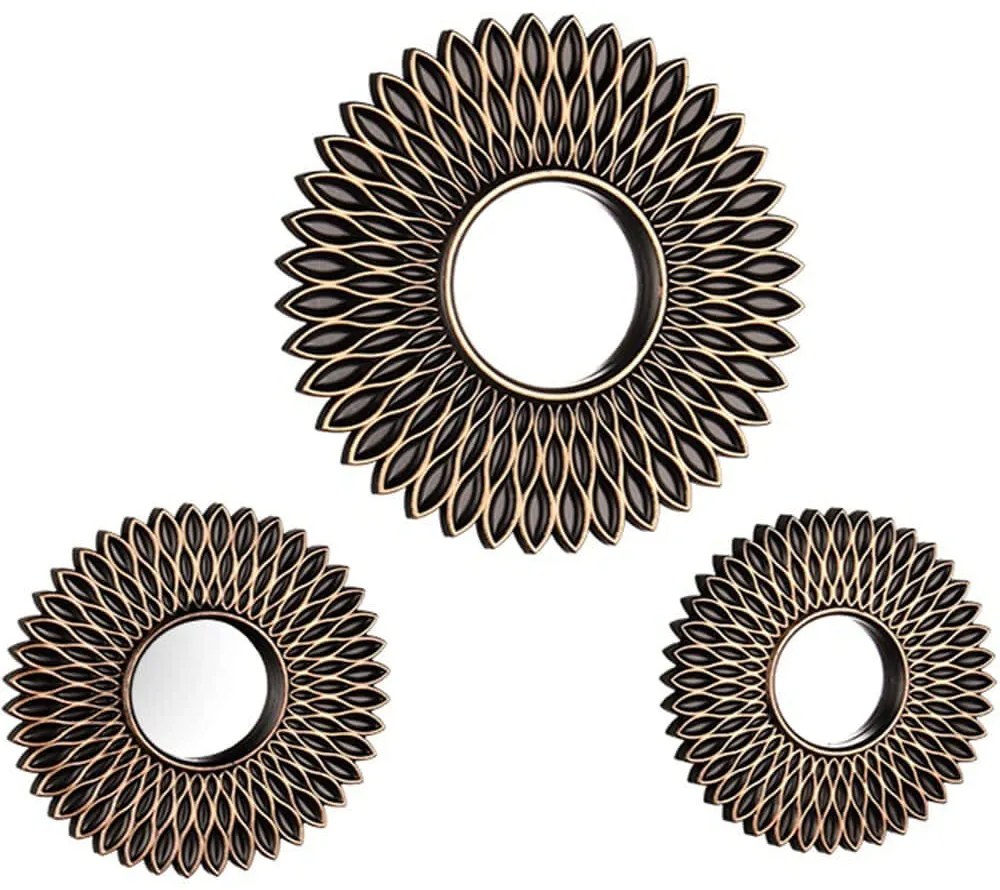 Καθρέπτες Τοίχου Amanda (Σετ 3Τμχ) 2440180 Φ30/20cm Gold Mirrors &amp; More Πλαστικό, Γυαλί