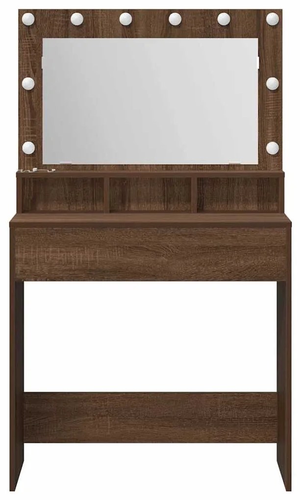 vidaXL Τραπέζι Μακιγιάζ Καφέ δρυς 79 x 41 x 135 cm Επεξεργασμένο ξύλο