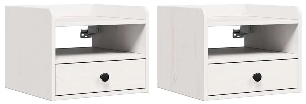 vidaXL Κομοδίνο 2 pcs Λευκό 38 x 36 x 29.5 εκ Μασίφ ξύλο πεύκου