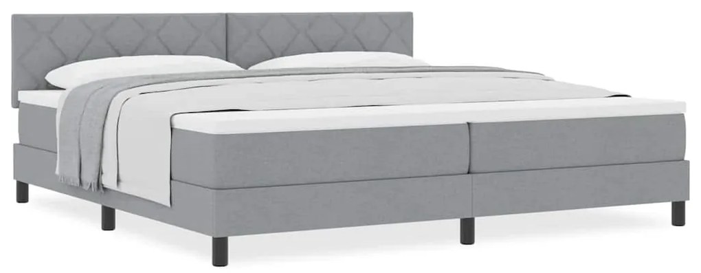 vidaXL Κρεβάτι box spring με στρώμα Ανοιχτό γκρι 200 x 200 cm ύφασμα
