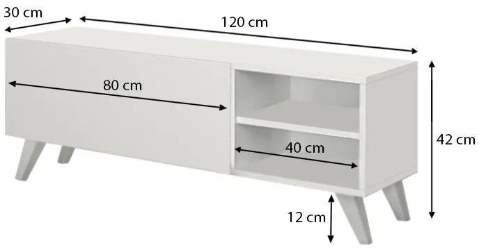 Έπιπλο τηλεόρασης Space Megapap χρώμα λευκό 120x30x42εκ.