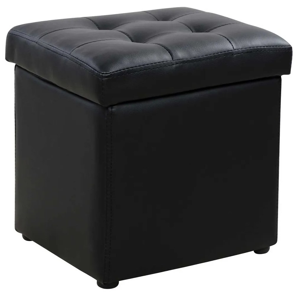 Σκαμπω Με Αποθηκευτικο Χωρο Pu Μαυρο Cube Hm224.01 Τεχνόδερμα