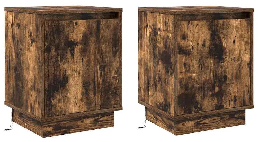 vidaXL Κομοδίνο με 2 pcs Καπνιστό Δρύς 39 x 34.5 x 50 εκ.