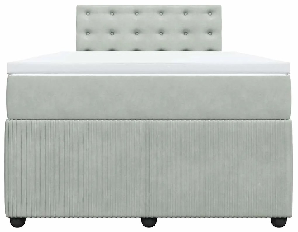 vidaXL Κρεβάτι Boxspring με Στρώμα Ανοιχτό Γκρι 120x190 εκ. Βελούδινο