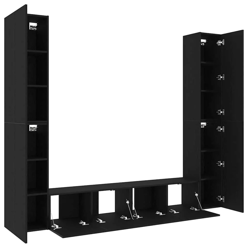 vidaXL Ντουλάπι TV 6 pcs Μαύρο 80 x 30 x 30 εκ Επεξεργασμένο ξύλο