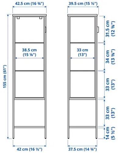 RUDSTA ντουλάπι βιτρίνα, 42x37x155 cm 604.348.25