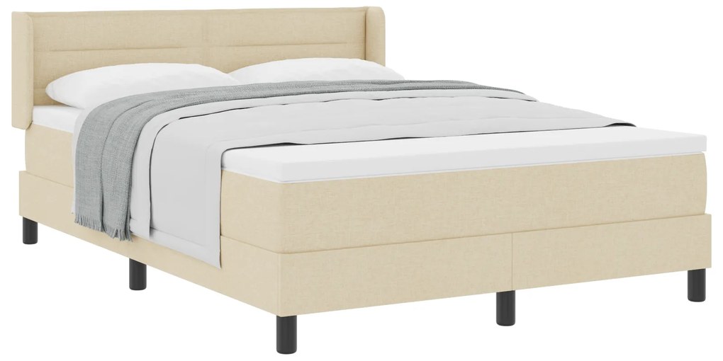 vidaXL Κρεβάτι Box Spring με Στρώμα Κρεμ, 160 x 200 cm, Ύφασμα