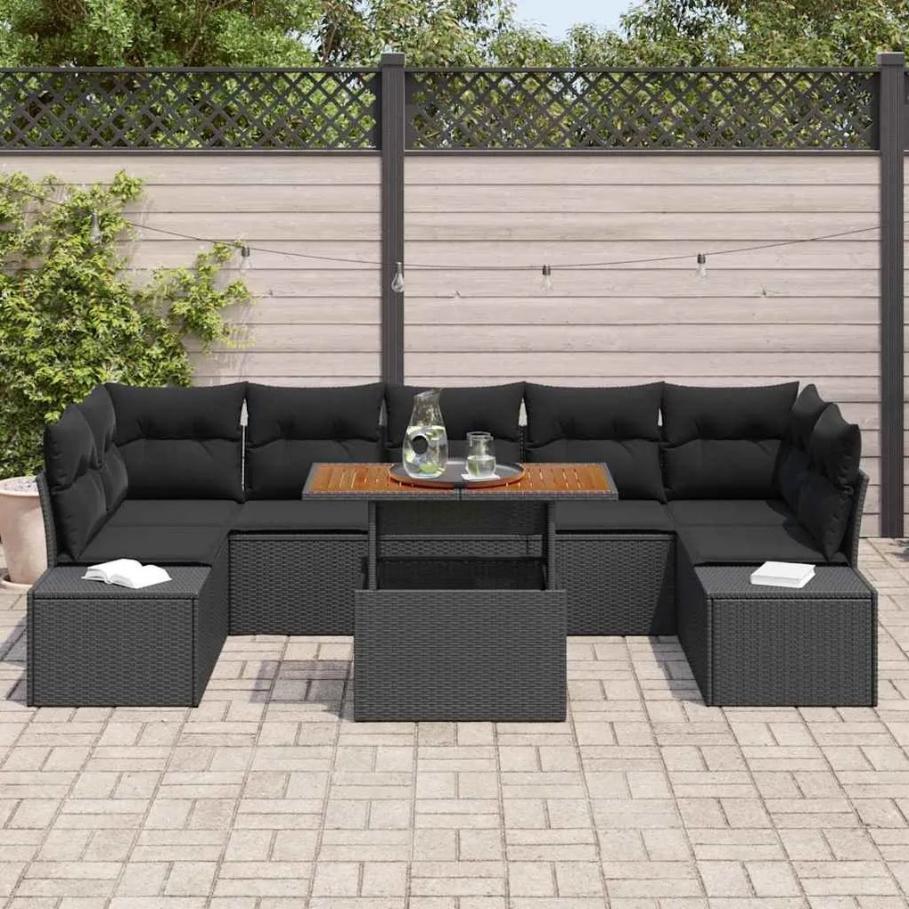 vidaXL Σέτ φαγητού για κήπο 8 pcs Μαύρο, Καφέ 100 x 55 x 73 εκ