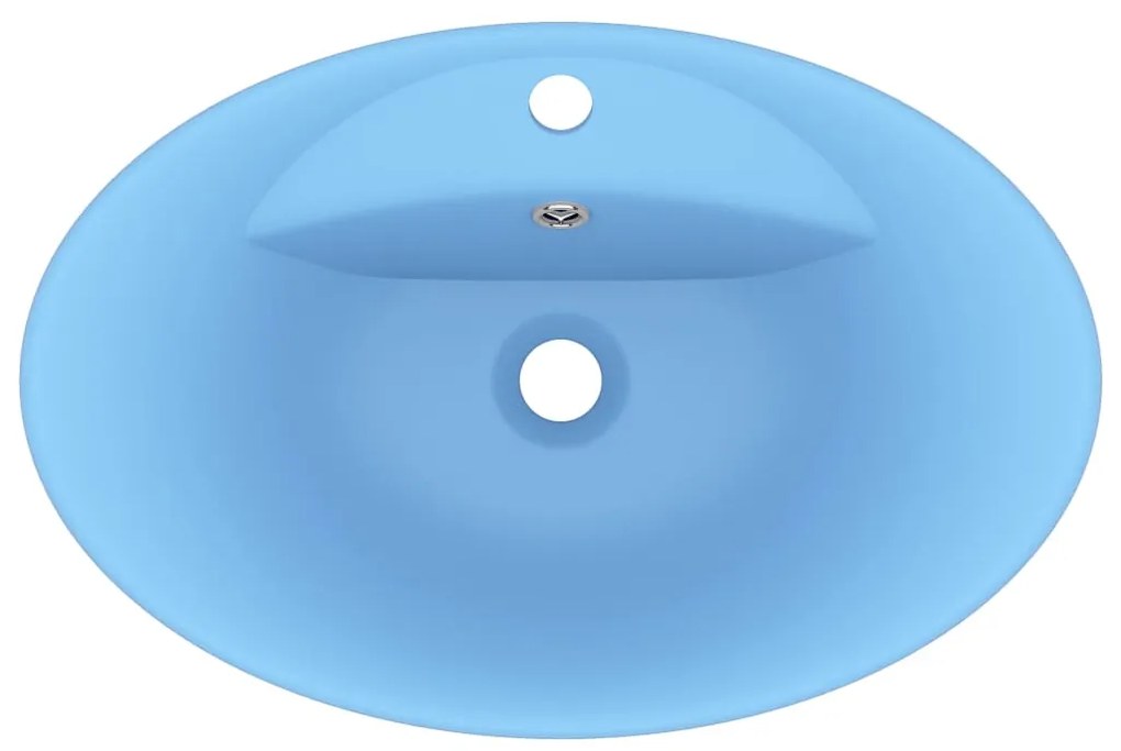 vidaXL Νιπτήρας με Υπερχείλιση Οβάλ Γαλάζιο Ματ 58,5x39 εκ. Κεραμικός