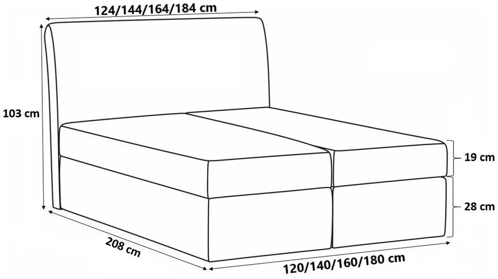 Επενδυμένο κρεβάτι Box 2-Gkri-120 x 200