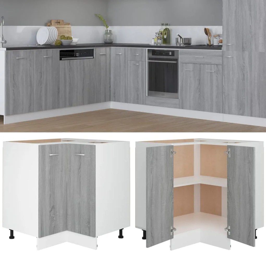 vidaXL Ντουλάπι Κουζίνας Γκρι sonoma75,5x75,5x80,5εκ. Επεξεργ. Ξύλο