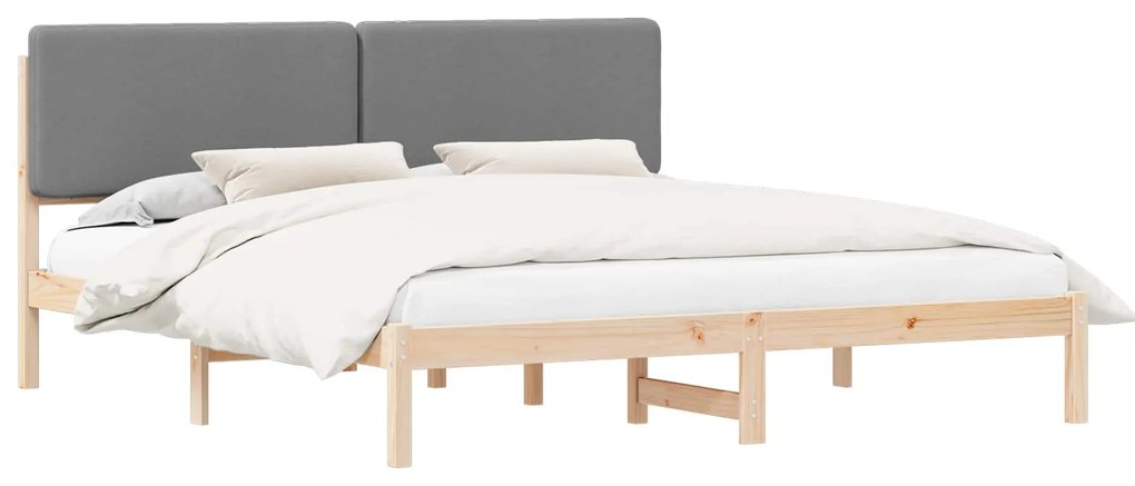 vidaXL Σκελετός Κρεβατιού με Επενδεδυμένο Κεφαλάρι Ανοιχτό γκρι