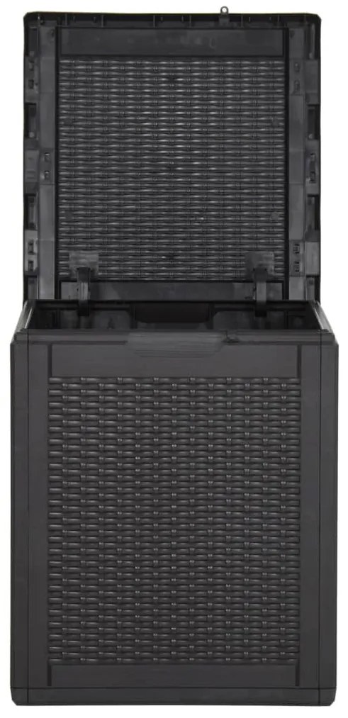 vidaXL Μπαούλο Αποθήκευσης Κήπου Μαύρο 90 Λίτρα Ρατάν Πολυπροπυλενίου