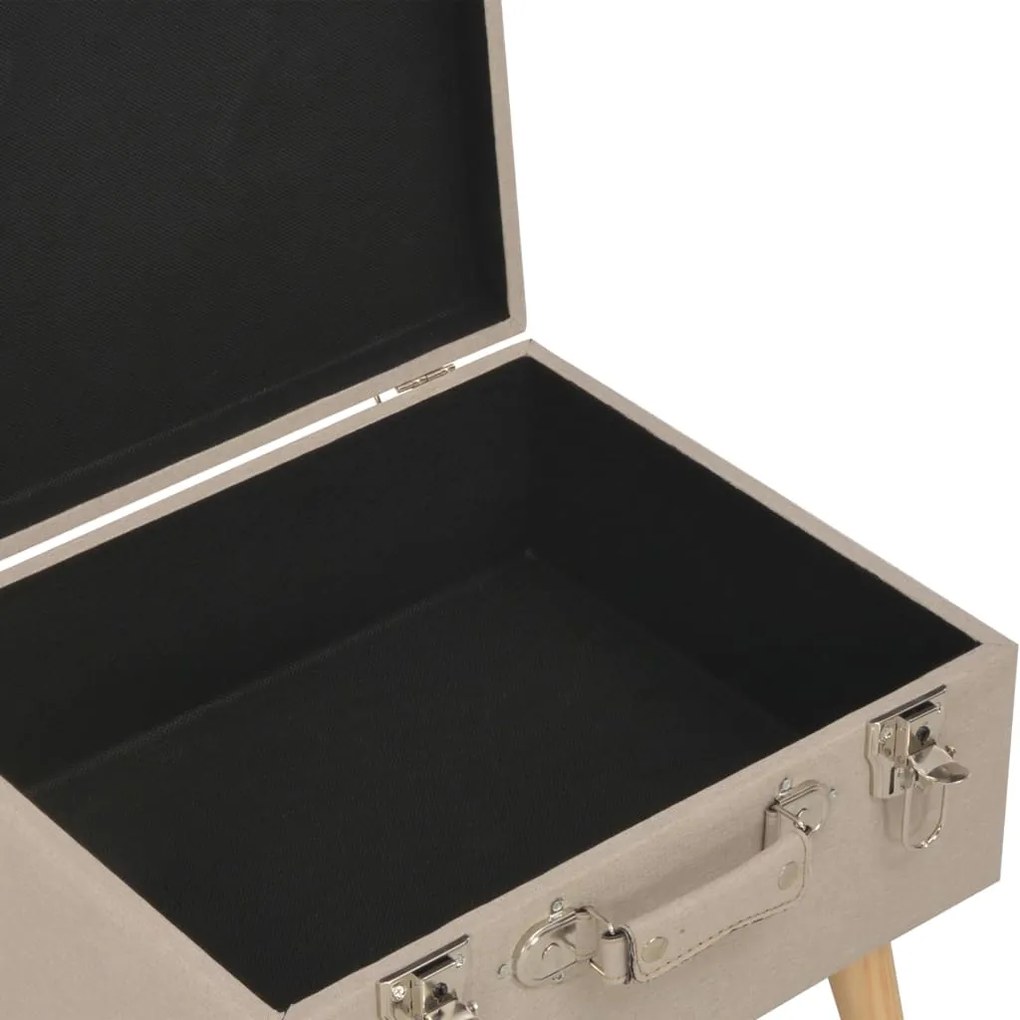 vidaXL Σκαμπό με Αποθηκευτικό Χώρο 3 τεμ. Μπεζ Υφασμάτινα