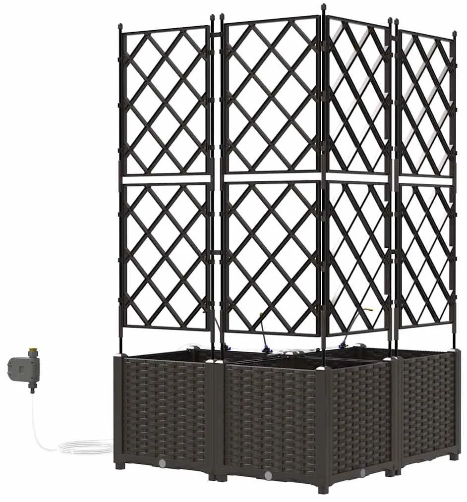 vidaXL Ζαρντινιέρες κήπου Καφέ 80 x 80 x 142 cm Ατσάλι