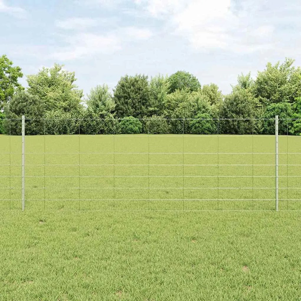 vidaXL Φράχτης με Στήλες. Ασημί 0.8 x 25 m Ατσάλι