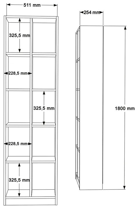 Βιβλιοθήκη Oteca 10θέσεων pakoworld σε λευκή απόχρωση 51.1x25.4x180εκ