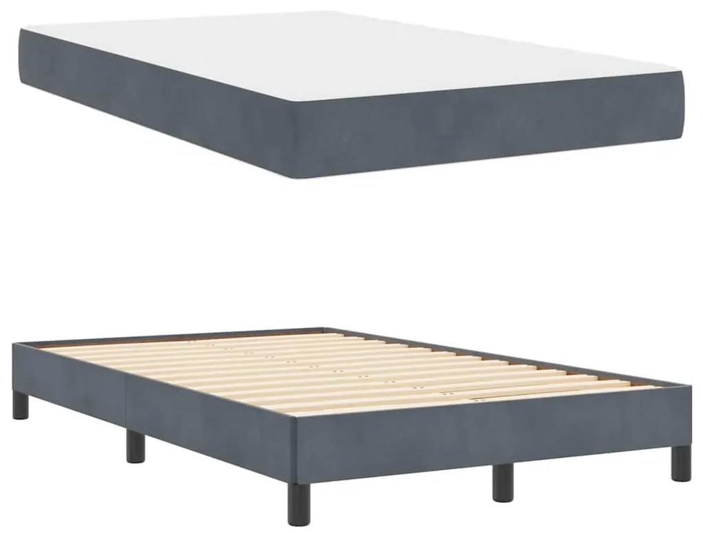 vidaXL Κρεβάτι box spring με στρώμα Σκούρο Γκρι 120 x 200 cm Βελούδο