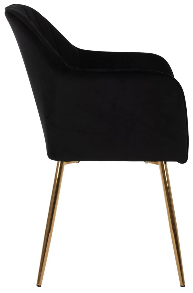 Πολυθρόνα SAWYER Βελούδο Μαύρο με Χρυσά πόδια 55x60x83Υεκ. 2αδα 55x60x83 εκ.
