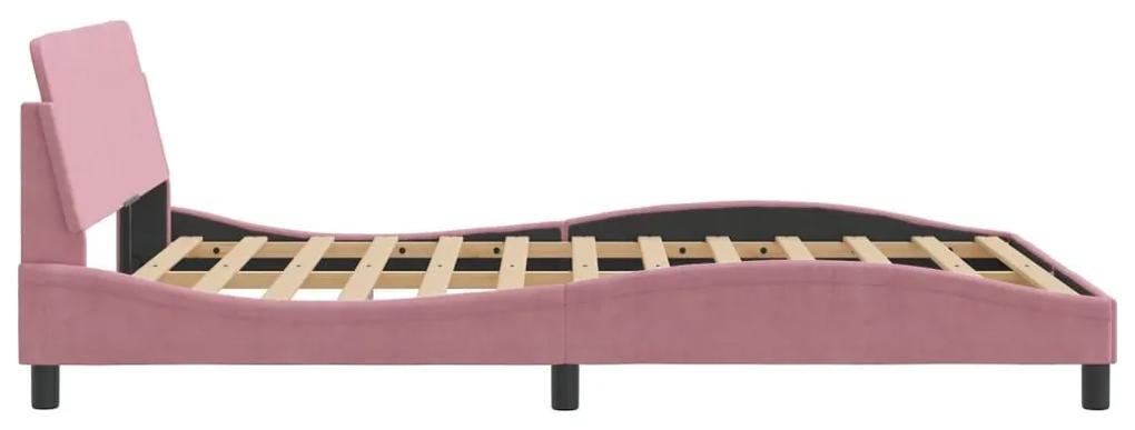 Πλαίσιο Κρεβατιού με Κεφαλάρι Ροζ 120x200 εκ. Βελούδινο - Ροζ