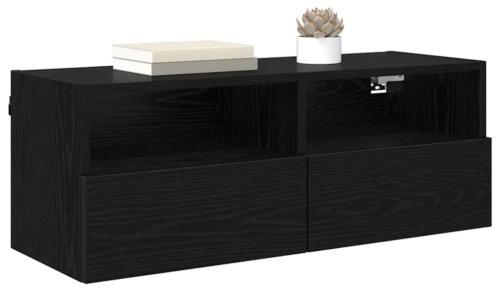 vidaXL Ντουλάπι Τηλεόρασης Τοίχου Επιτοίχιο Μαύρη Οξυά 80 x 30 x 30 εκ