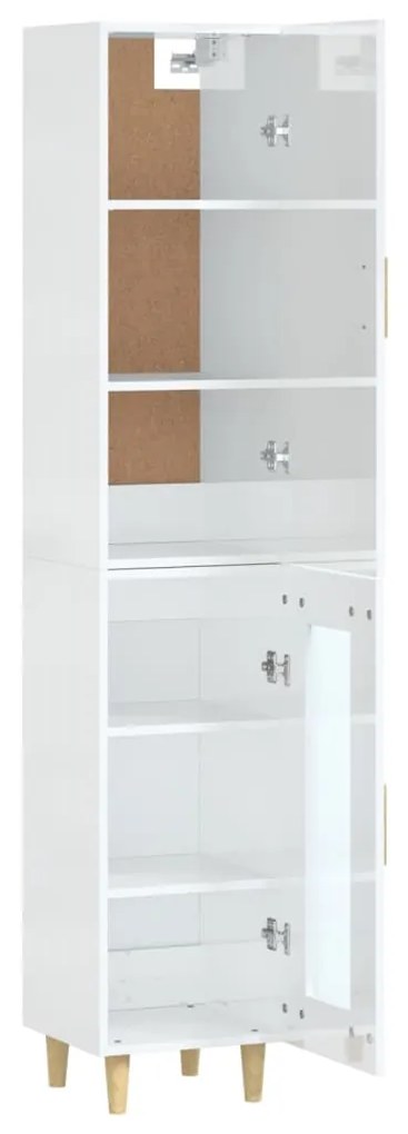 vidaXL Ντουλάπι Γυαλ. Λευκό 34,5 x 34 x 180 εκ. από Επεξεργασμένο Ξύλο