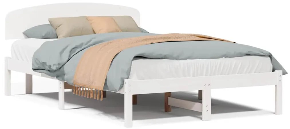 vidaXL Σκελετός Κρεβατιού Λευκό 135 x 190 cm Μασίφ ξύλο πεύκου