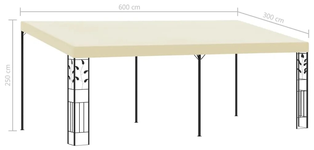 vidaXL Κιόσκι Επιτοίχιο Κρεμ 6 x 3 x 2,5 μ.