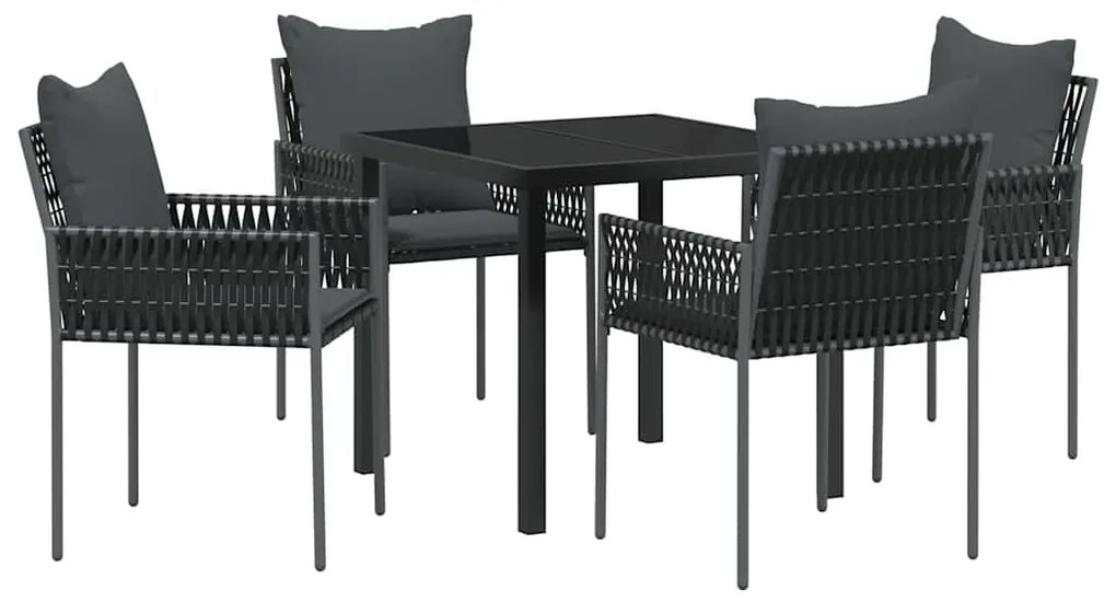 vidaXL Σέτ φαγητού για κήπο 5 pcs Μαύρο Πολυ ράταν