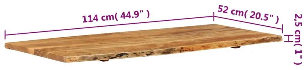 vidaXL Πάγκος Μπάνιου 114x52x2,5 εκ. από Μασίφ Ξύλο Ακακίας