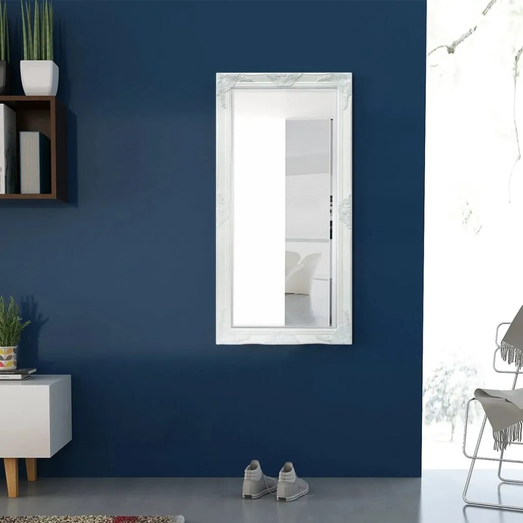 vidaXL Καθρέφτης Τοίχου με Μπαρόκ Στιλ Λευκός 120 x 60 εκ.