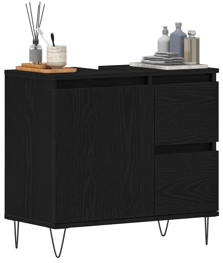 vidaXL Ντουλάπι Χωρις Νιπτήρα Μαύρη Δρυς 65x33x60 εκ Επεξεργασμένο Ξύλο