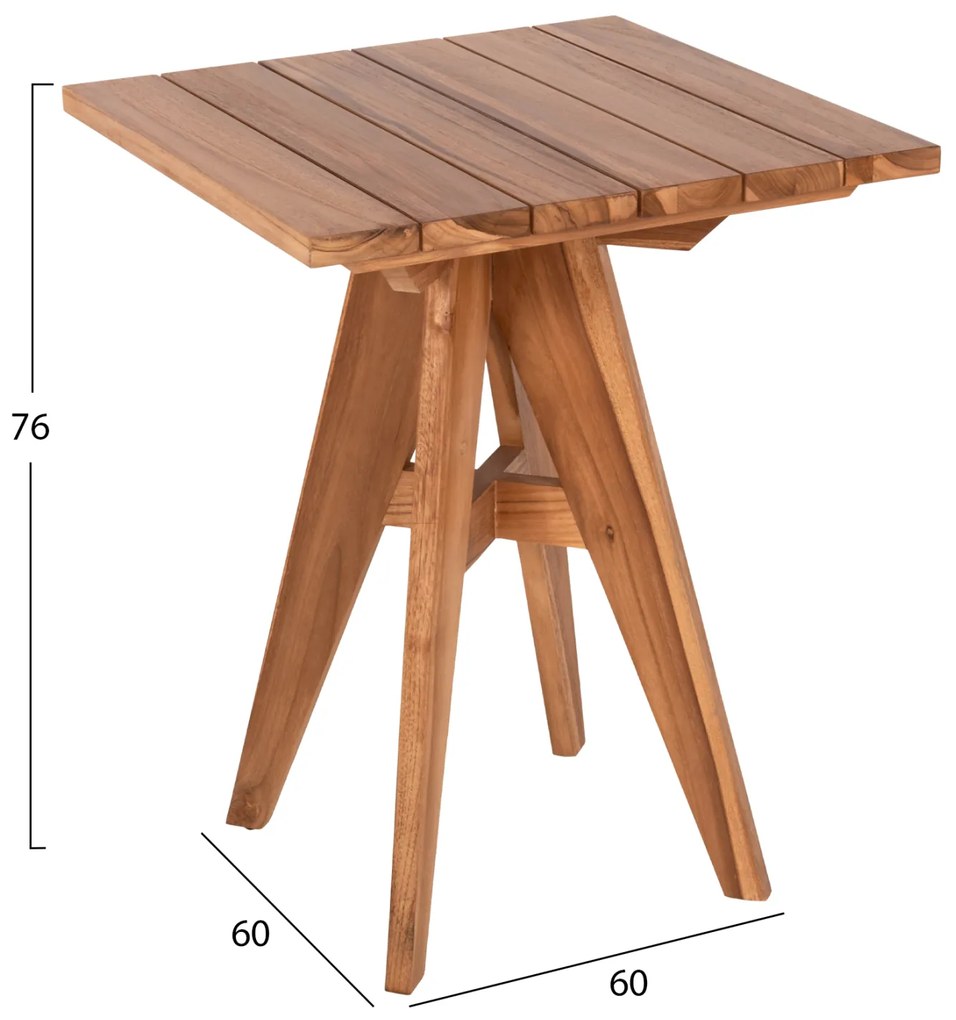 ΤΡΑΠΕΖΙ ΤΕΤΡΑΓΩΝΟ LEO HM9860.11 ΜΑΣΙΦ ΞΥΛΟ ΤΕΑΚ 60x60x75Υεκ. - 0535506 - HM9860.11