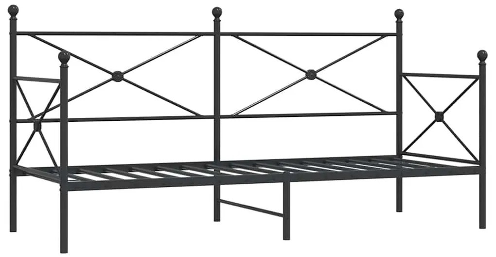 vidaXL Κρεβάτι ημέρας χωρίς στρώμα Μαύρο 90x200 cm Ατσάλι