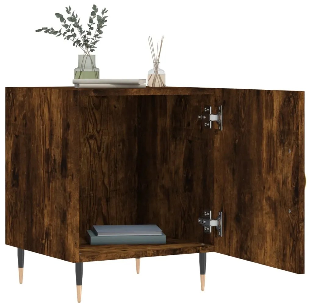vidaXL Κομοδίνα 2 τεμ. Καπνιστή Δρυς 40x40x50 εκ. από Επεξεργ. Ξύλο