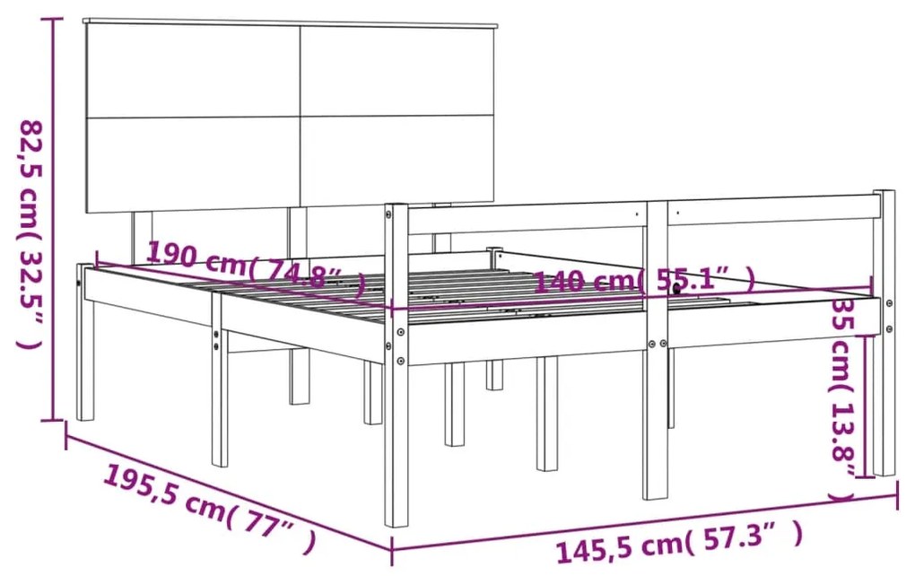 ΠΛΑΙΣΙΟ ΚΡΕΒΑΤΙΟΥ ΜΕ ΚΕΦΑΛΑΡΙ ΛΕΥΚΟ 140X190 ΕΚ. ΜΑΣΙΦ ΞΥΛΟ 3195462