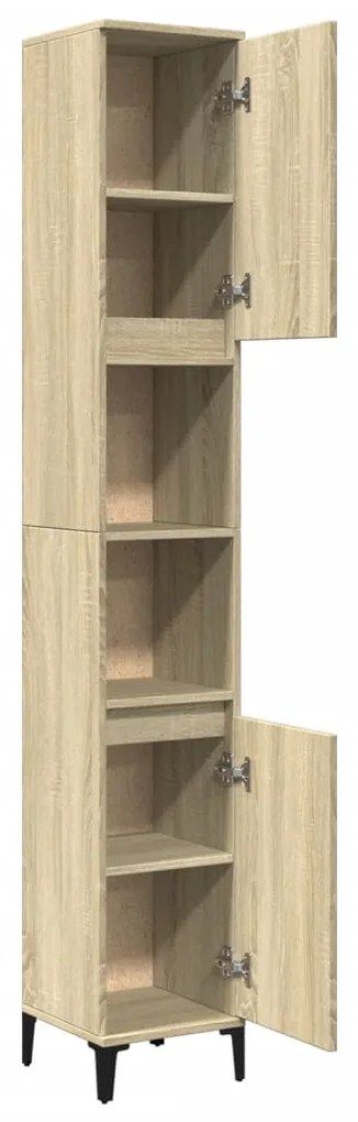 Ντουλάπι Μπάνιου Sonoma Δρυς 30x30x190 εκ. Επεξεργασμένο Ξύλο - Καφέ