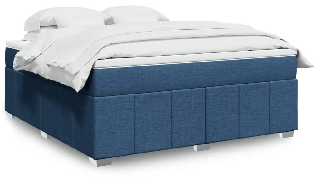 vidaXL Κρεβάτι Boxspring με Στρώμα Μπλε 180x200 εκ. Υφασμάτινο