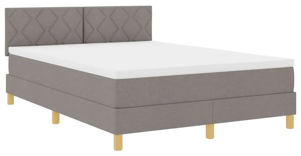 vidaXL Κρεβάτι box spring με στρώμα Taupe 140 x 190 cm ύφασμα