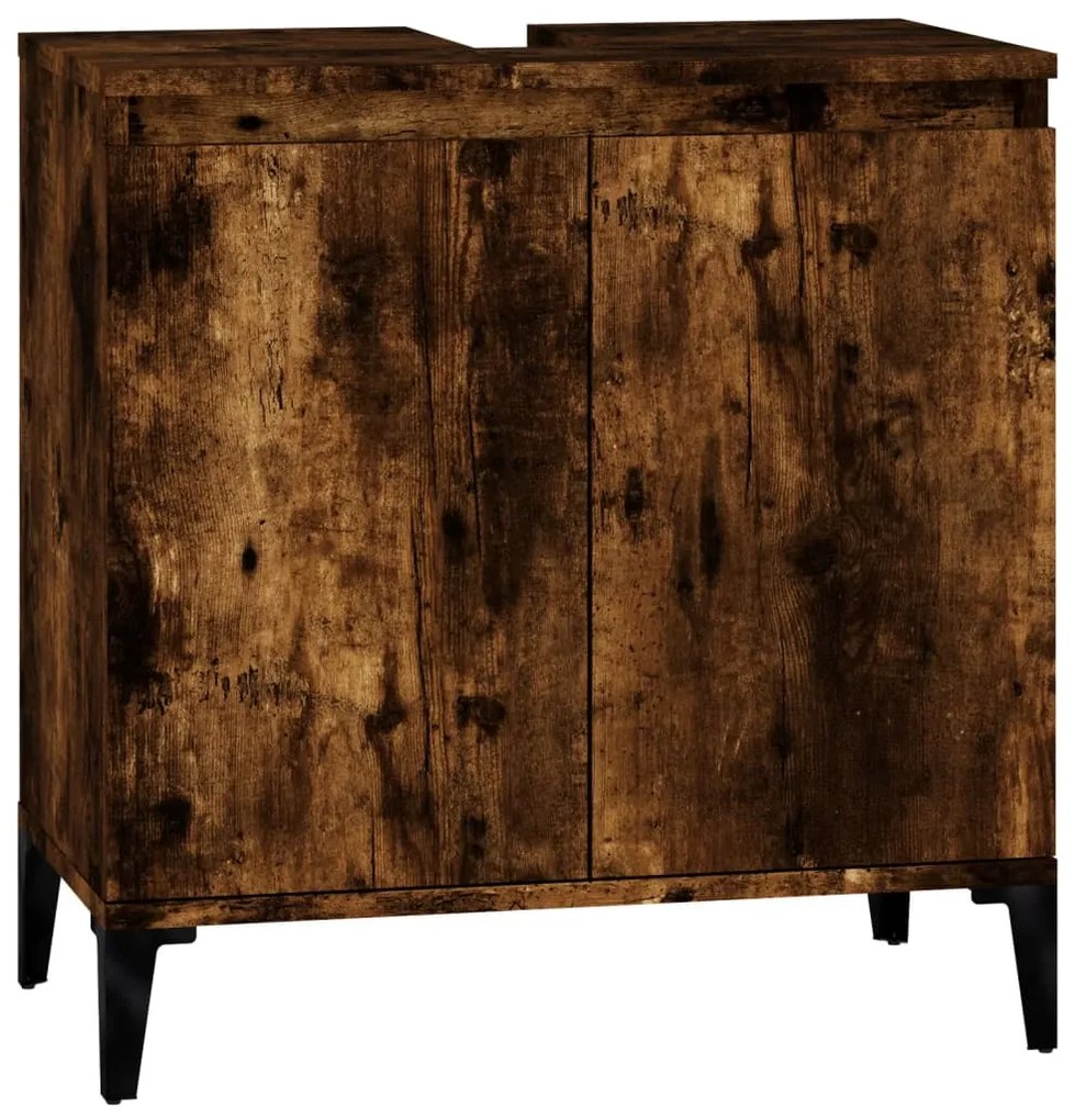 vidaXL Ντουλάπι Νιπτήρα Καπνιστή Δρυς 58x33x60 εκ. Επεξεργ. Ξύλο