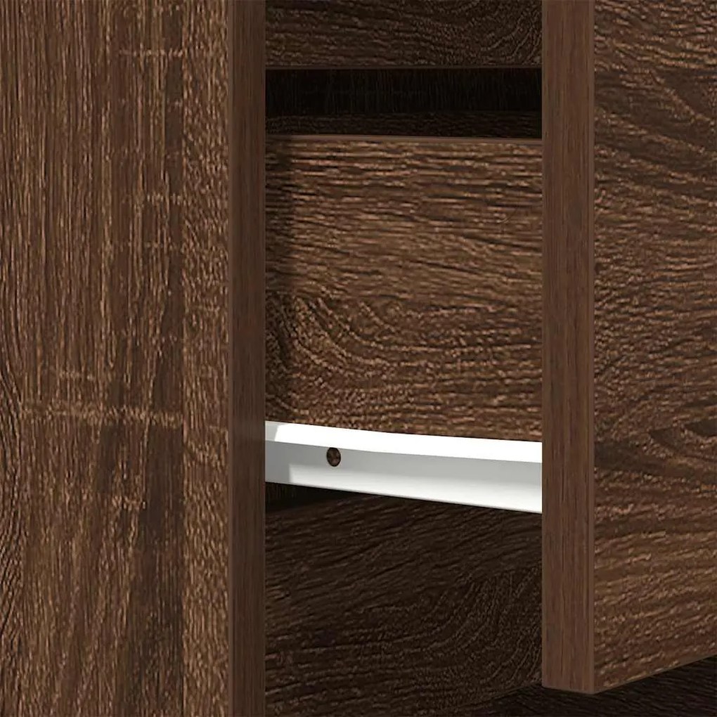 Κομοδίνα με 3 συρτάρια 2 τεμάχια καφέ δρυς 39x35x65 εκ. - Καφέ