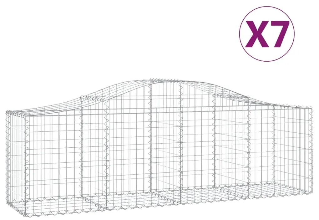 vidaXL Συρματοκιβώτια Τοξωτά 7 τεμ. 200x50x60/80 εκ. Γαλβαν. Ατσάλι