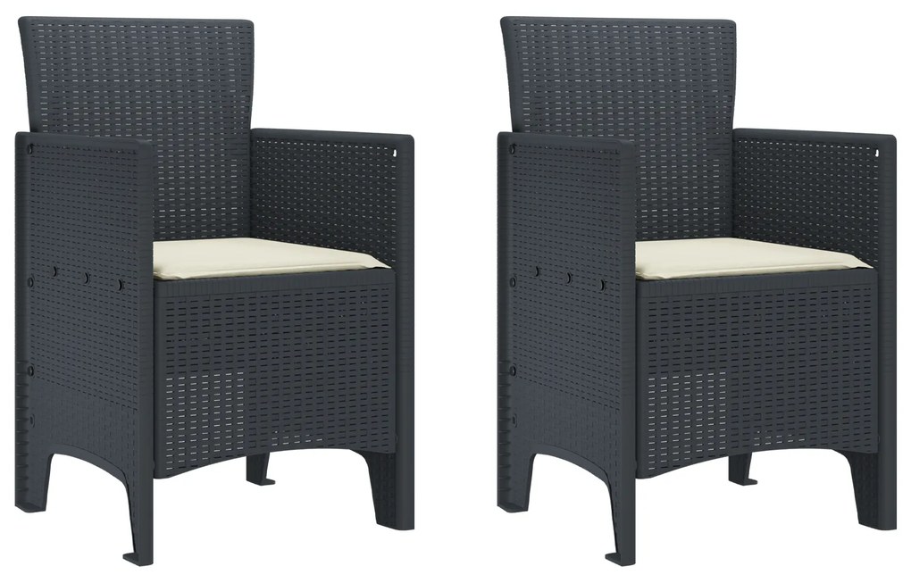 vidaXL Σετ Τραπεζαρίας Κήπου 3 pcs Ανθρακί 100 x 100 x 73 εκ Πλαστικό